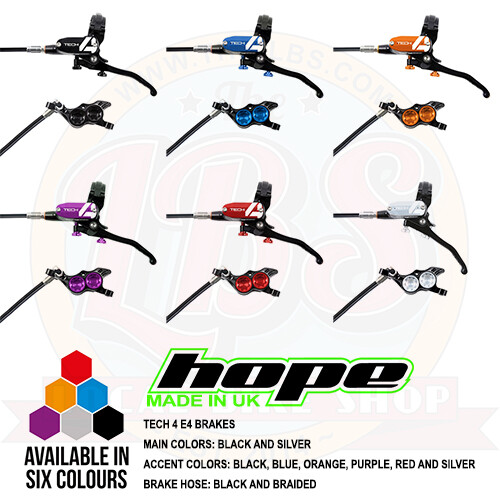 Hope Tech 4 E4 Enduro MTB Brakes – Black / Braided Hose – All Colors – Brand New
