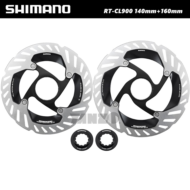 2-Pack Shimano RT-CL900 Center Lock Brake Rotor 140mm or 160mm with Lockring-OE