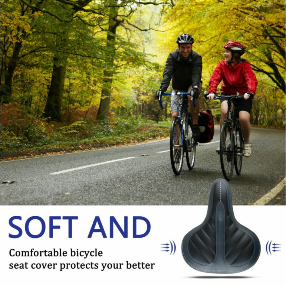 Comfort Extra Wide Big Bum Bike Bicycle Seat Saddle Gel Soft Pad Sporty Cycling
