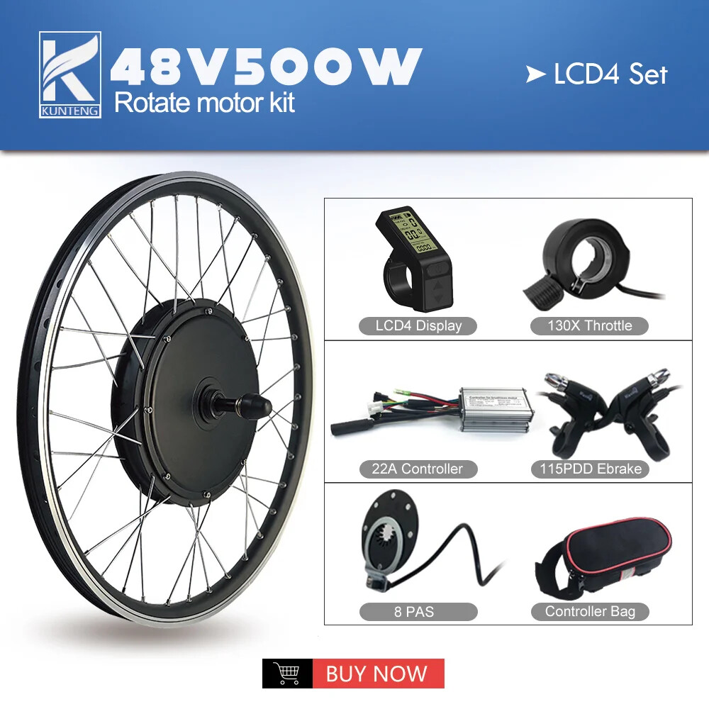 36V 48V 500W Rear Rotate Brushless Gearless Hub Motor for E-bike Conversion Kit