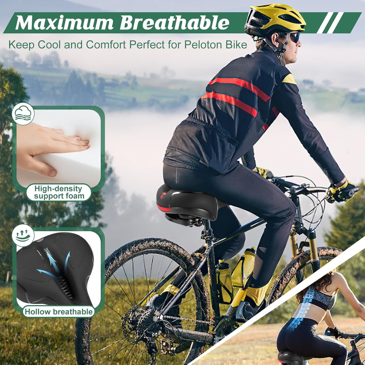 Comfortable Waterproof Bicycle Seat Cushion for Men Women | Memory Foam, Shoc…