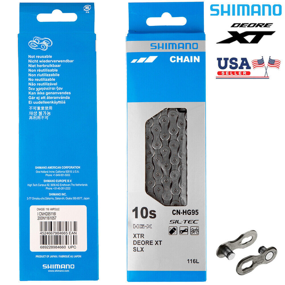 Shimano Deore XT HG-X 10 Speed MTB Chain CN-HG95 Chains MTB Bike w/Quick Link