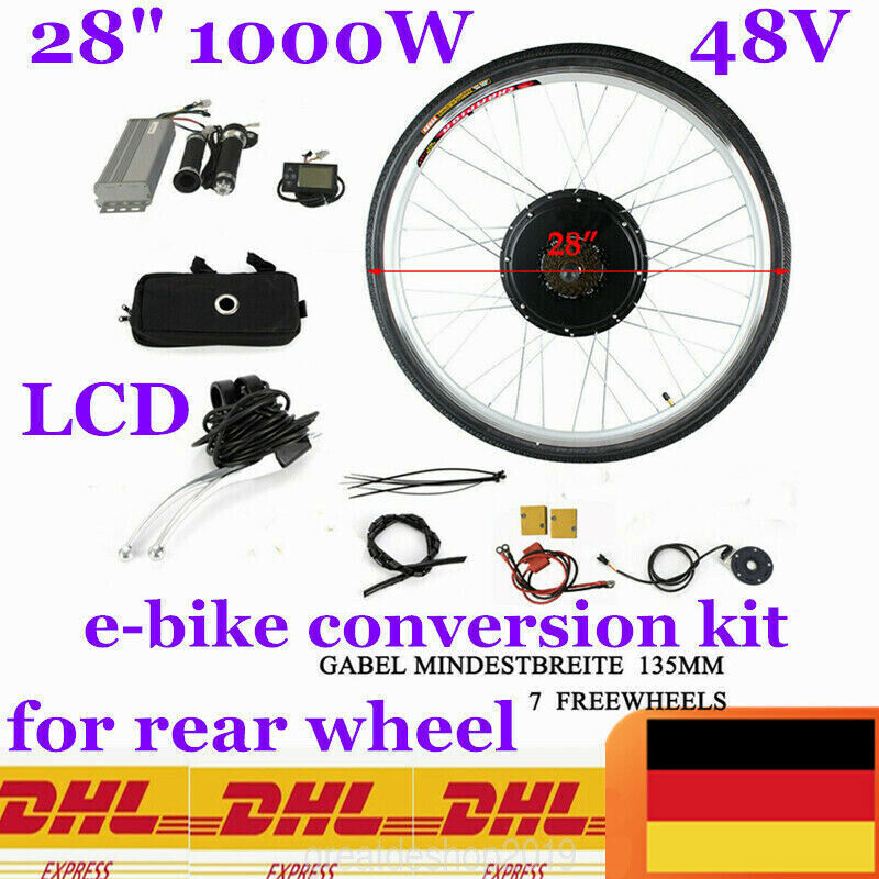 48V 28″ 1000W Electric Bike Conversion Kit Motor E-Bike for rear / front wheel