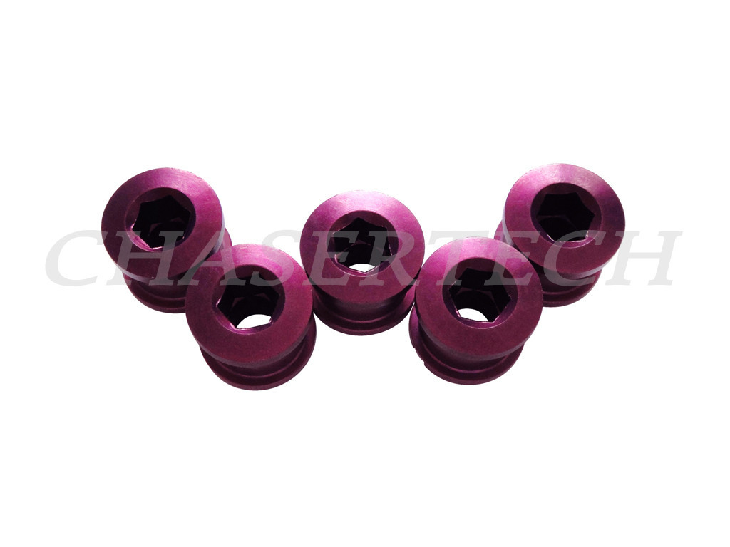 New Bicycle Bike Alloy 7075 Single Speed 6.5mm Chain Ring Bolt Nut Set Purple
