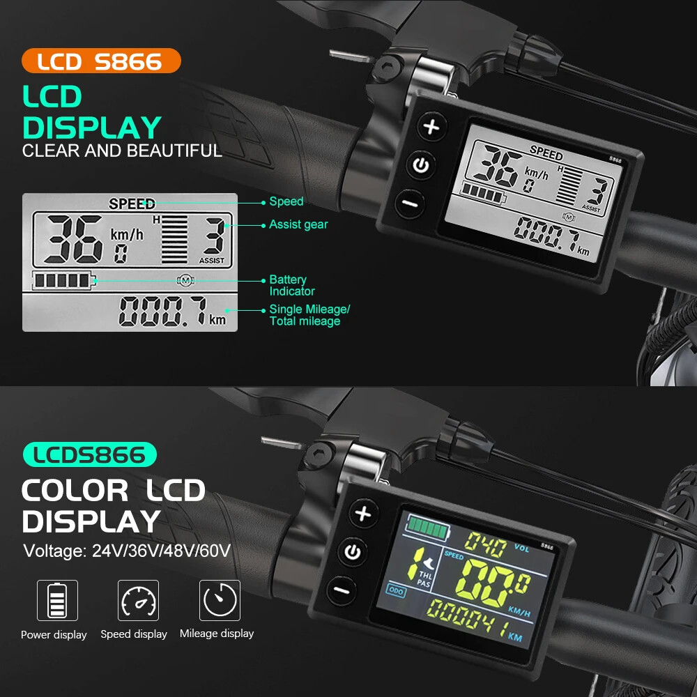 Electric Bike Sinawave Controller 36V/48V 17A 26A 30A 40A with LCD DIsplay S866