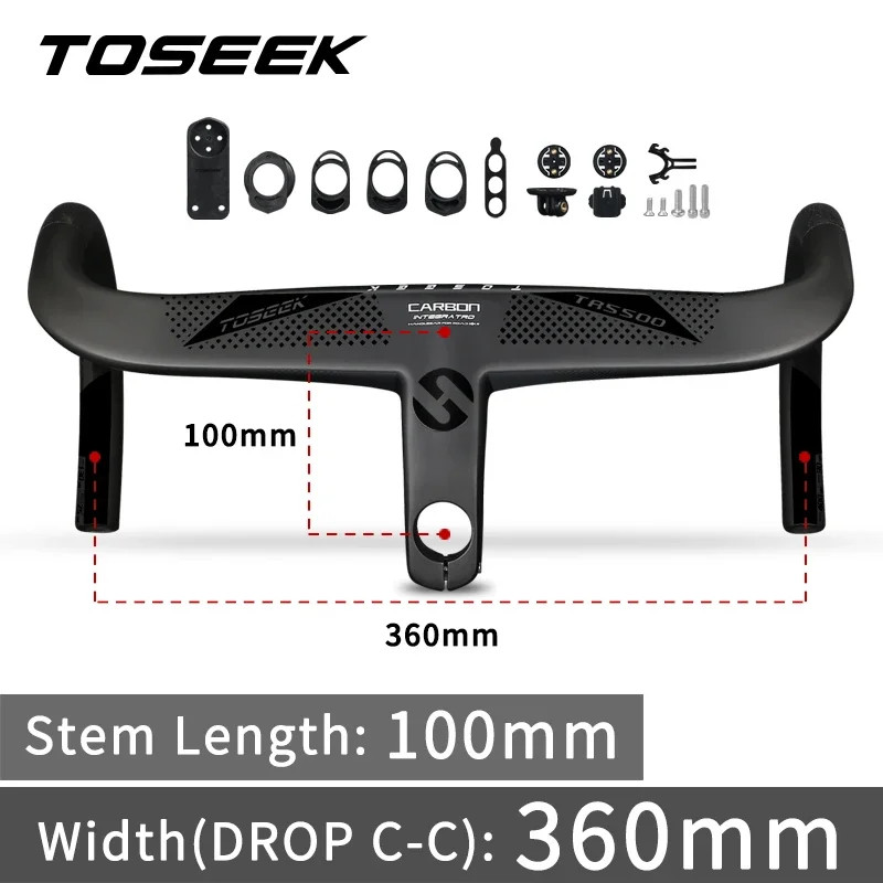 Bicycle Drop Bar Carbon Integrated Handlebar 28.6mm with Bike Computer Holder