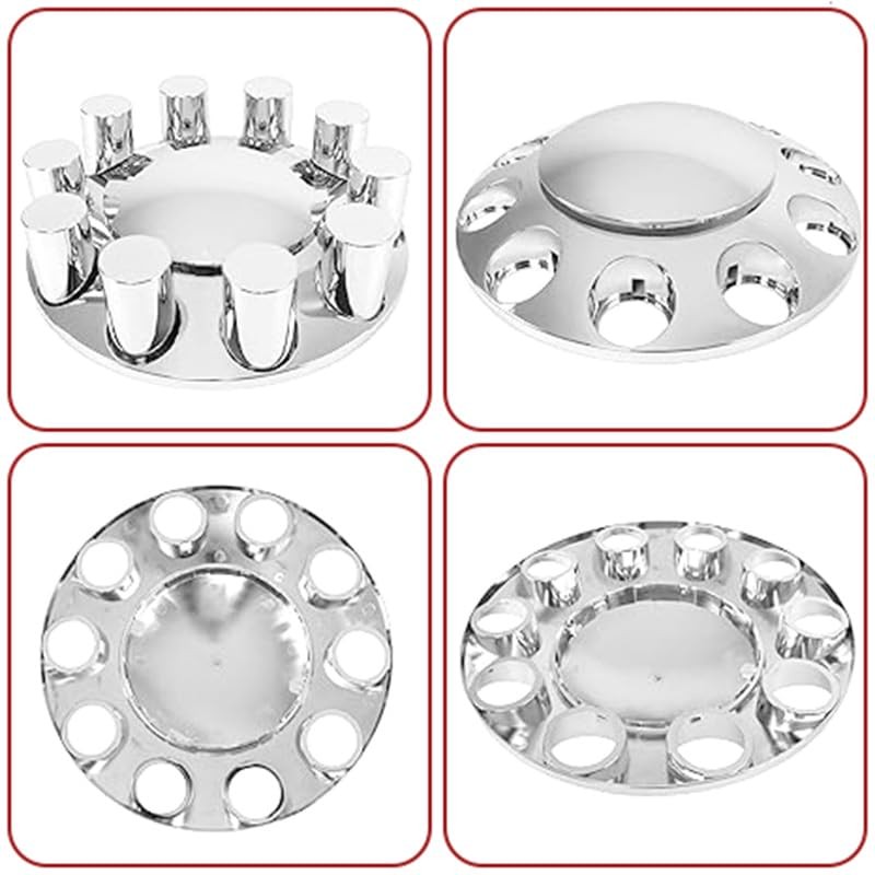 33mm Chrome Front Axle Wheel Cover Set for Semi Trucks ABS Standard-ACN35