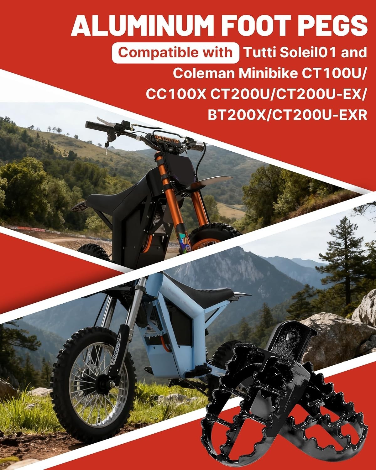 Dirt Bike Foot Pegs for Tuttio Soleil01, Aluminum E-bike Pedals for Coleman M…