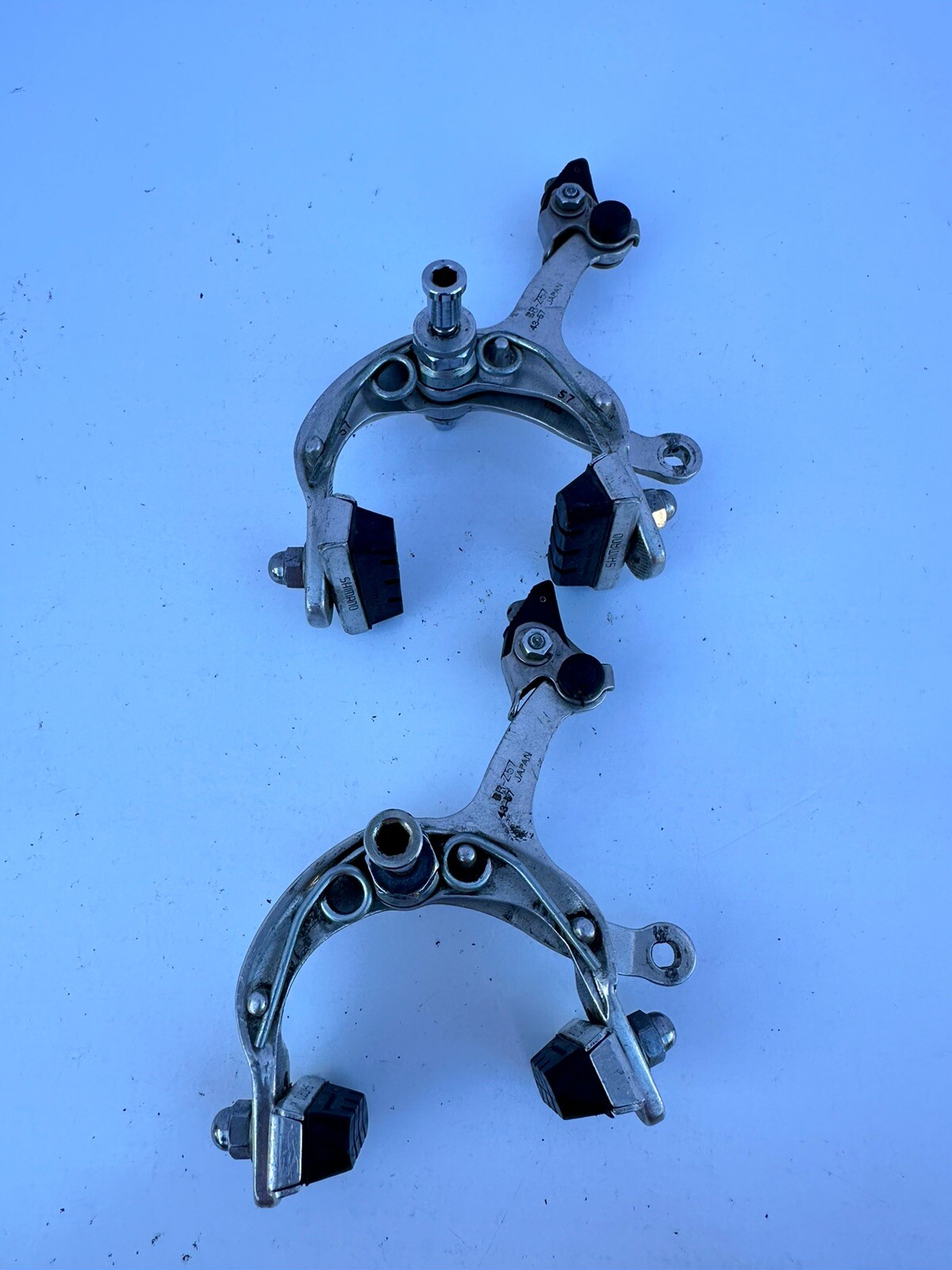 Vintage Shimano BR-Z57 Silver Aluminum Side Pull Road Bike Caliper Brake Set