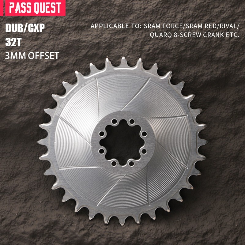 PASS QUEST Direct Mount Chainring 3MM OFFSET For 8-bolt Crank 28-38T