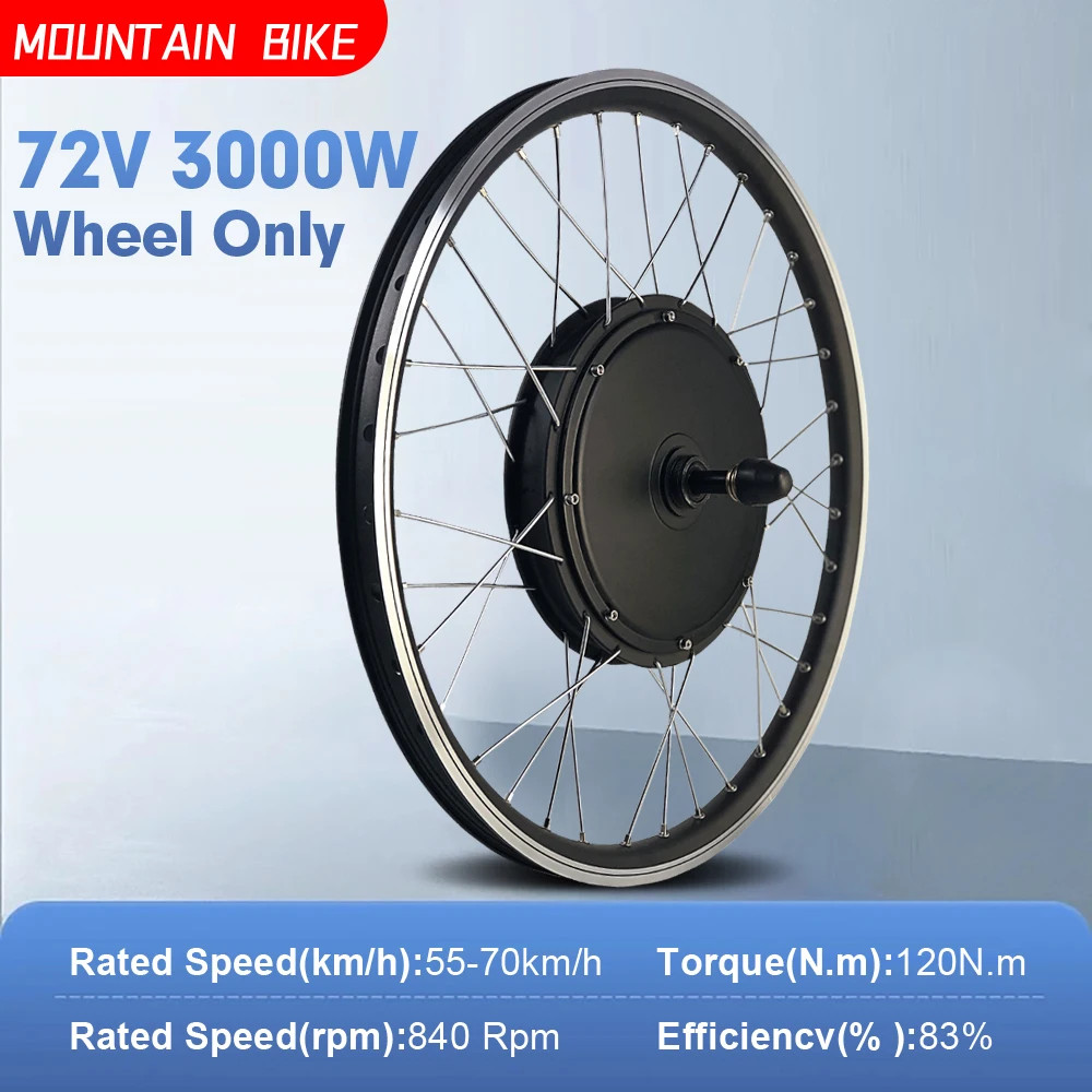E-bike Conversion Kit 72V 3000W Brushless Rear Wheel Hub Motor Dropout 135mm