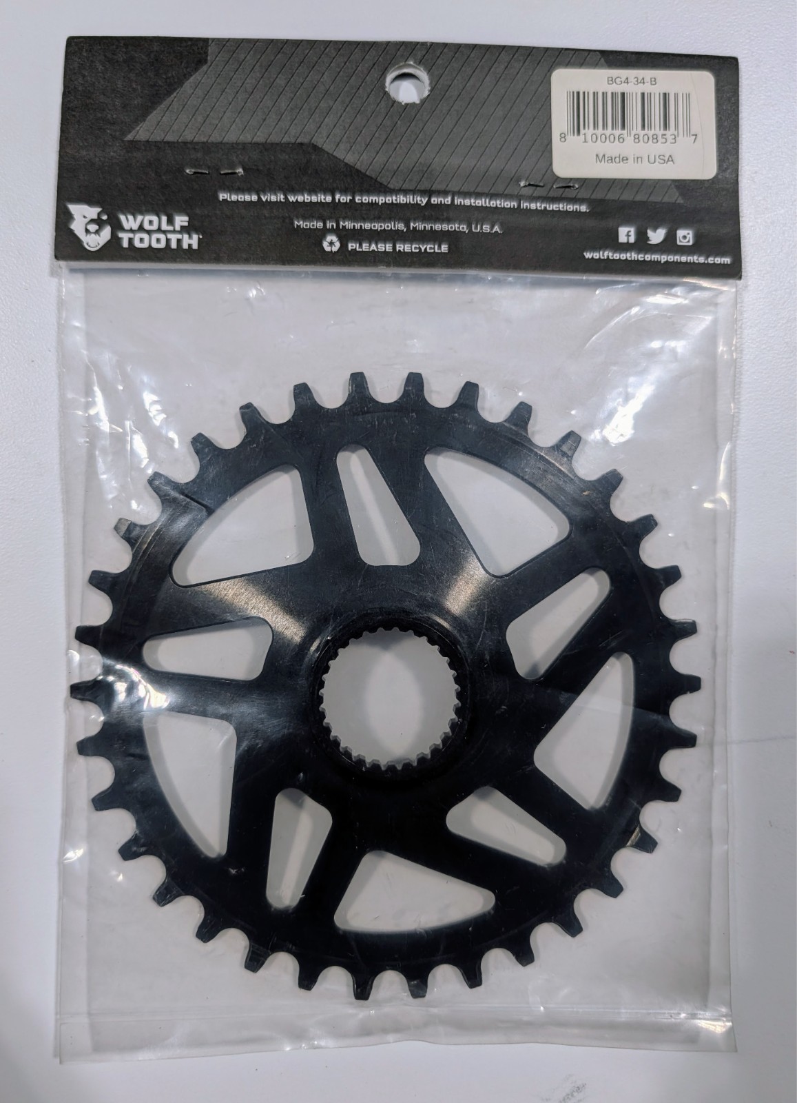 Wolf Tooth Direct Mount E-Bike Chainring (Shimano), 34t, Drop stop B