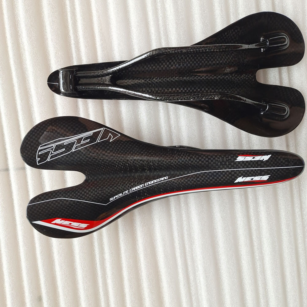 Carbon Bicycle Saddle Ultralight MTB Road 95g NESS Racing Seat Glossy 270*130mm