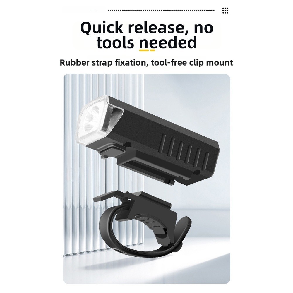Rechargeable Front Light for Bicycle 100m Beam USB-C Quick Release Mount