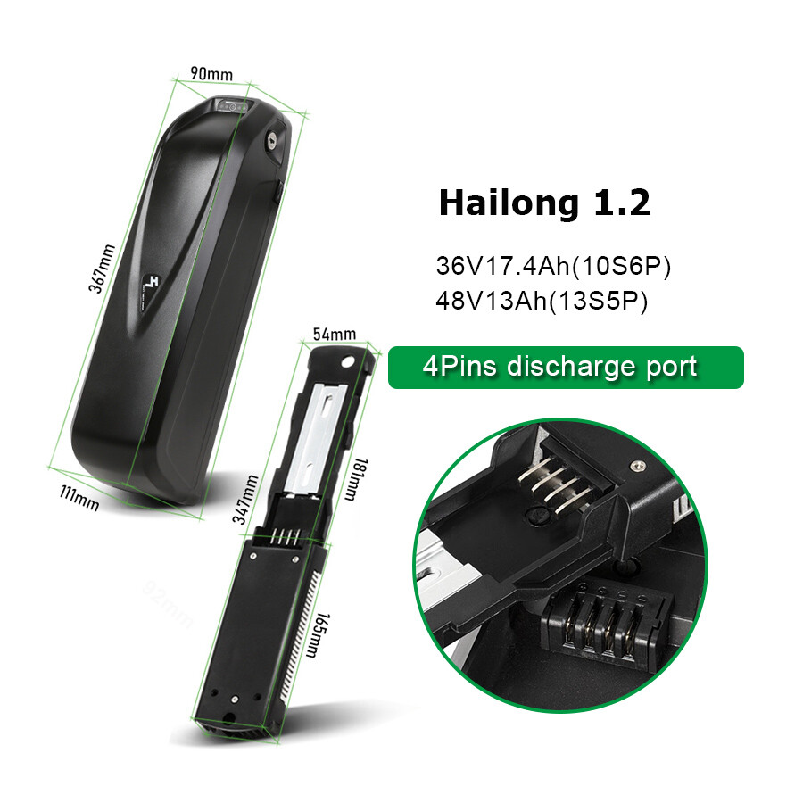 Electric Bike Hailong Battery 52V 48V 36V 15Ah 17Ah 20Ah Lithium Ebike Battery