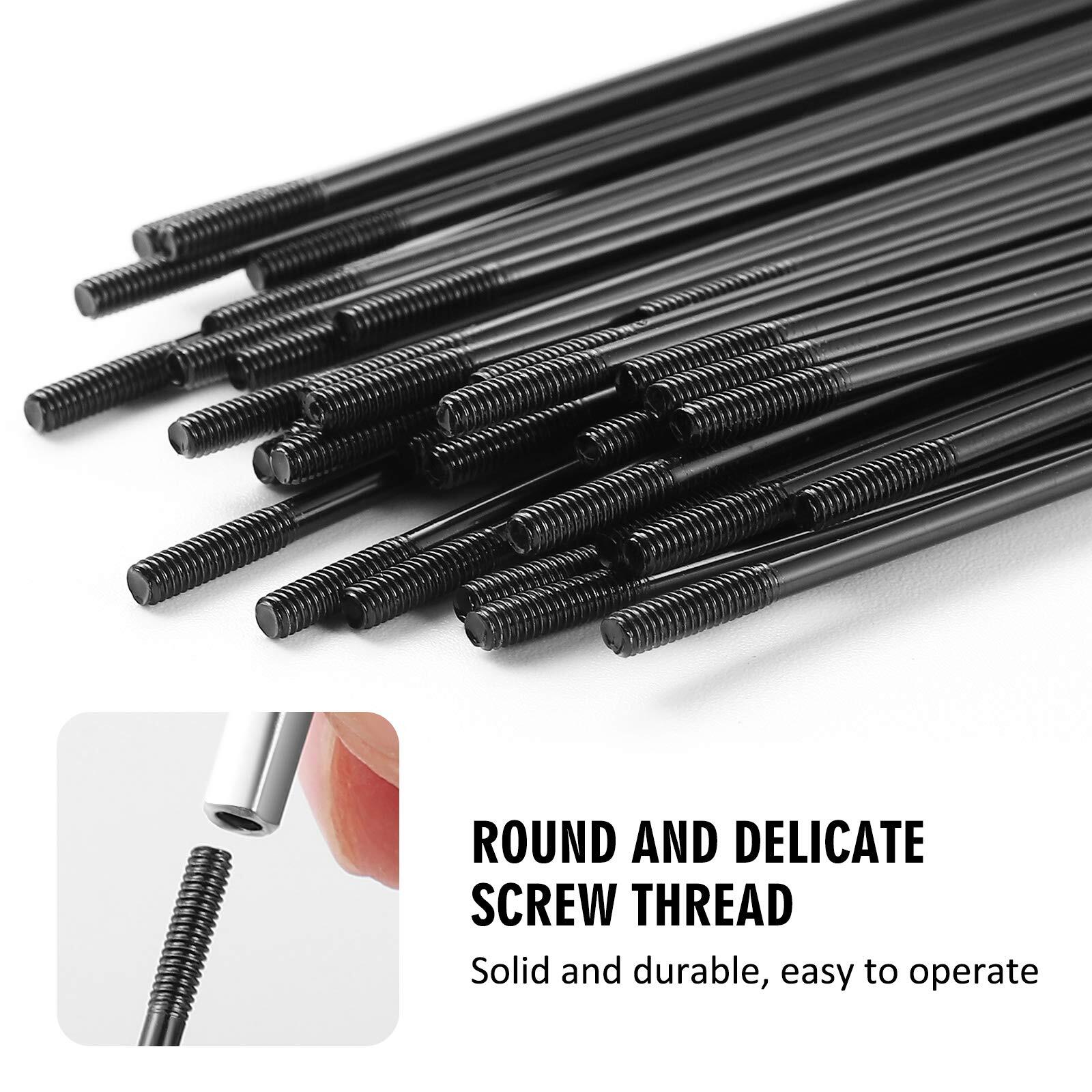 80-280mm 14G 2mm Black 36Pcs Electric Bicycle E-bike Wheel Tire Steel Spokes