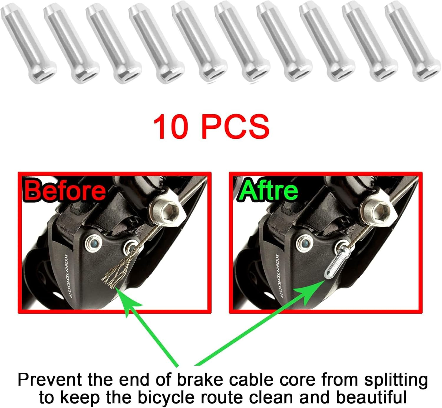 10PCS Bicycle Brake Cable, Bike Derailleur Shifter Cables,Front and Rear Brake L