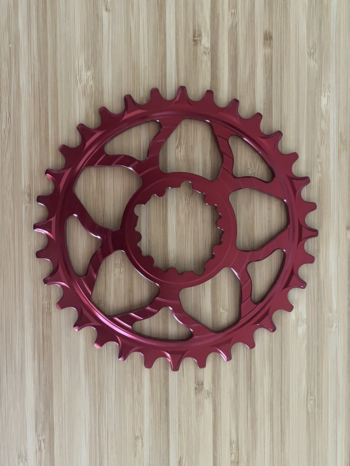 5Dev 7075 Classic Chainring – 32t, 3mm Boost, 3-Bolt SRAM Direct Mount, Red