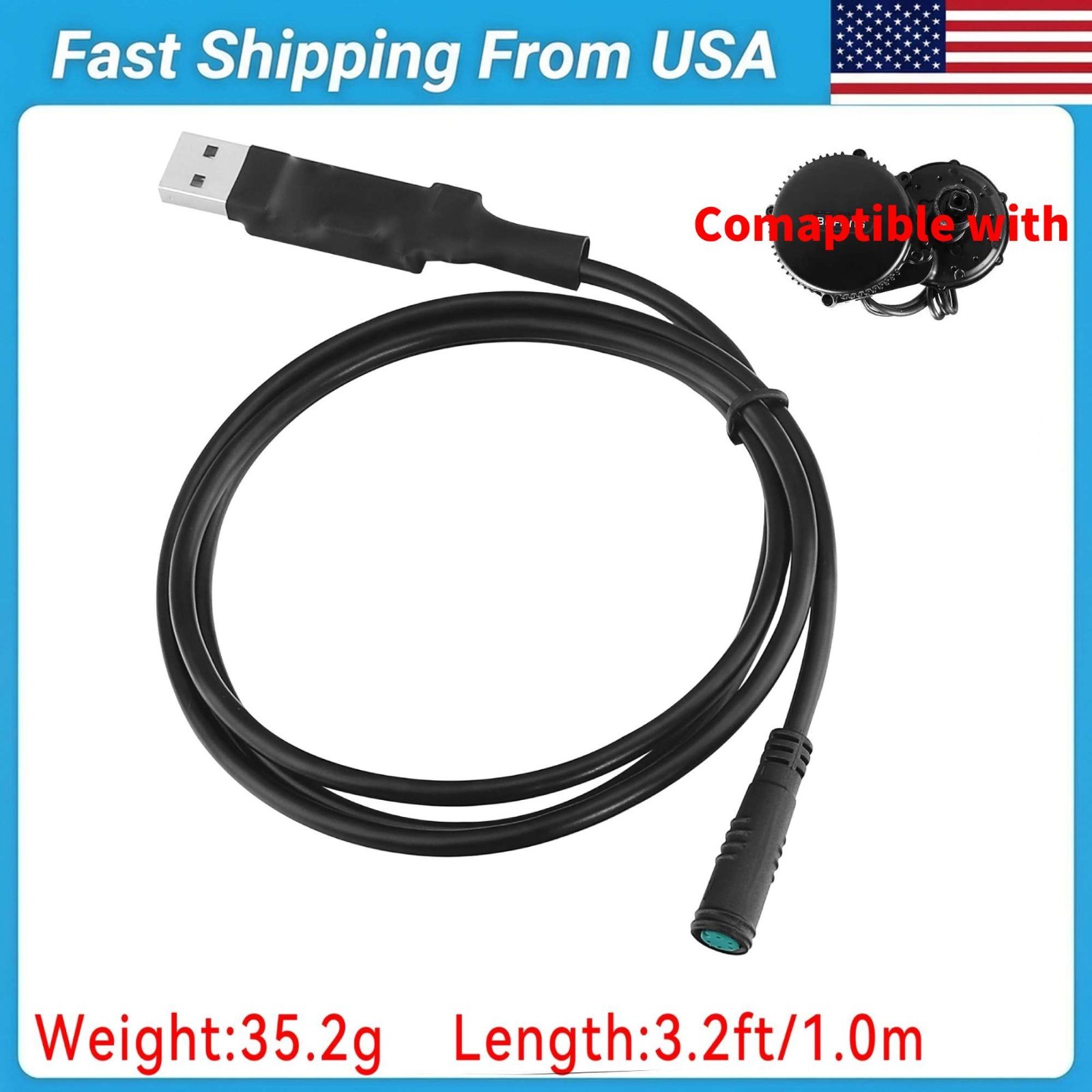 USB Programming Cable for BAFANG BBS01 BBS02 BBS03 BBSHD Mid Drive Motor Kit