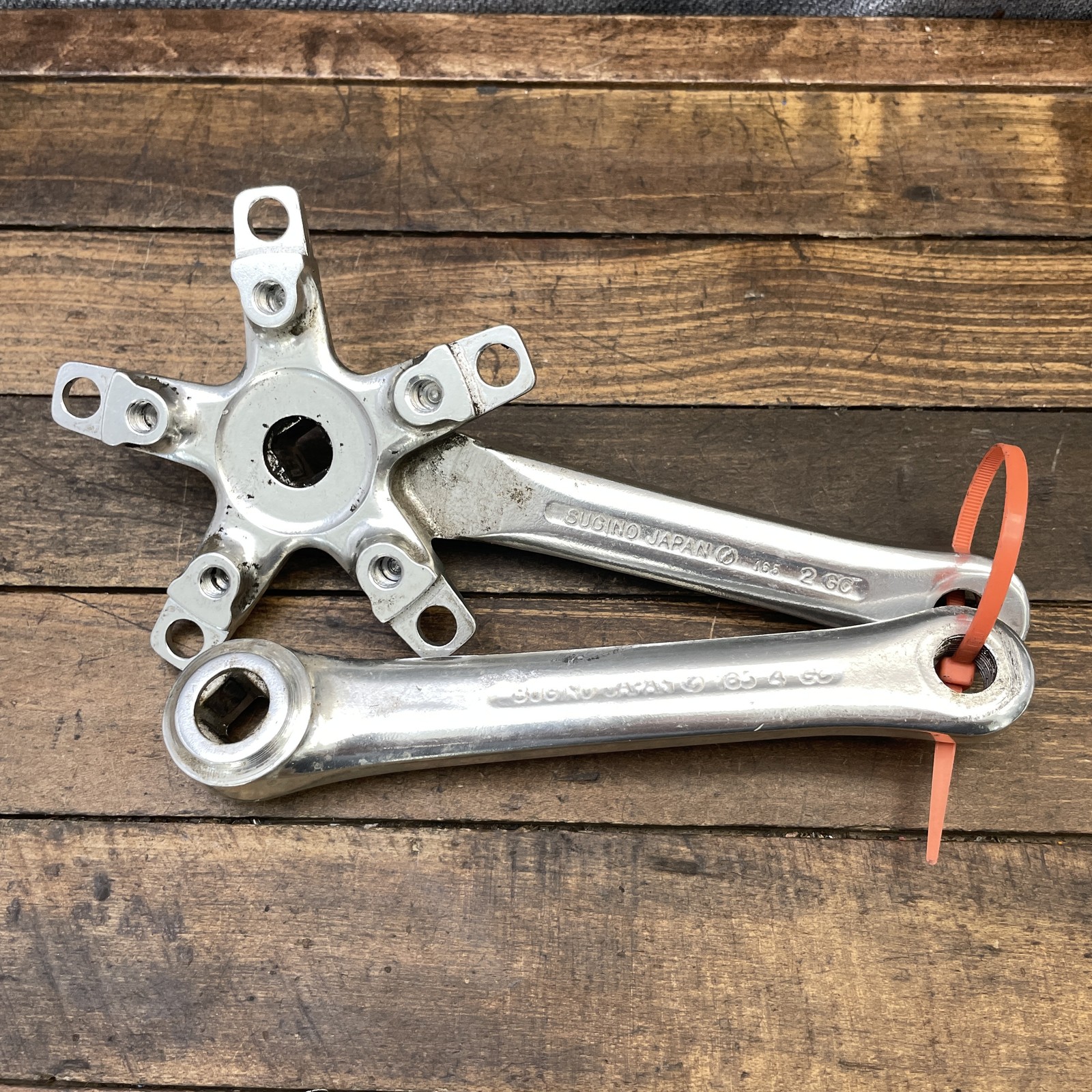 Vintage Sugino GT Crankset 165mm 110 74 BCD Square Taper 165 Triple CRank Japan