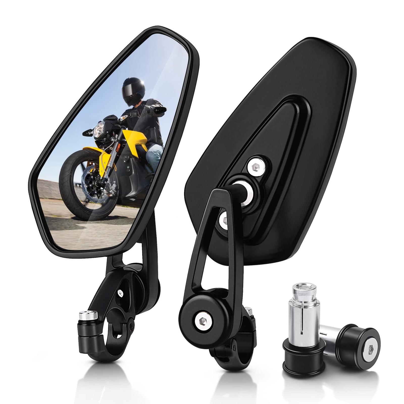 Motorcycle Mirrors – 7/8″ (22mm) Bar End Rear View Mirrors