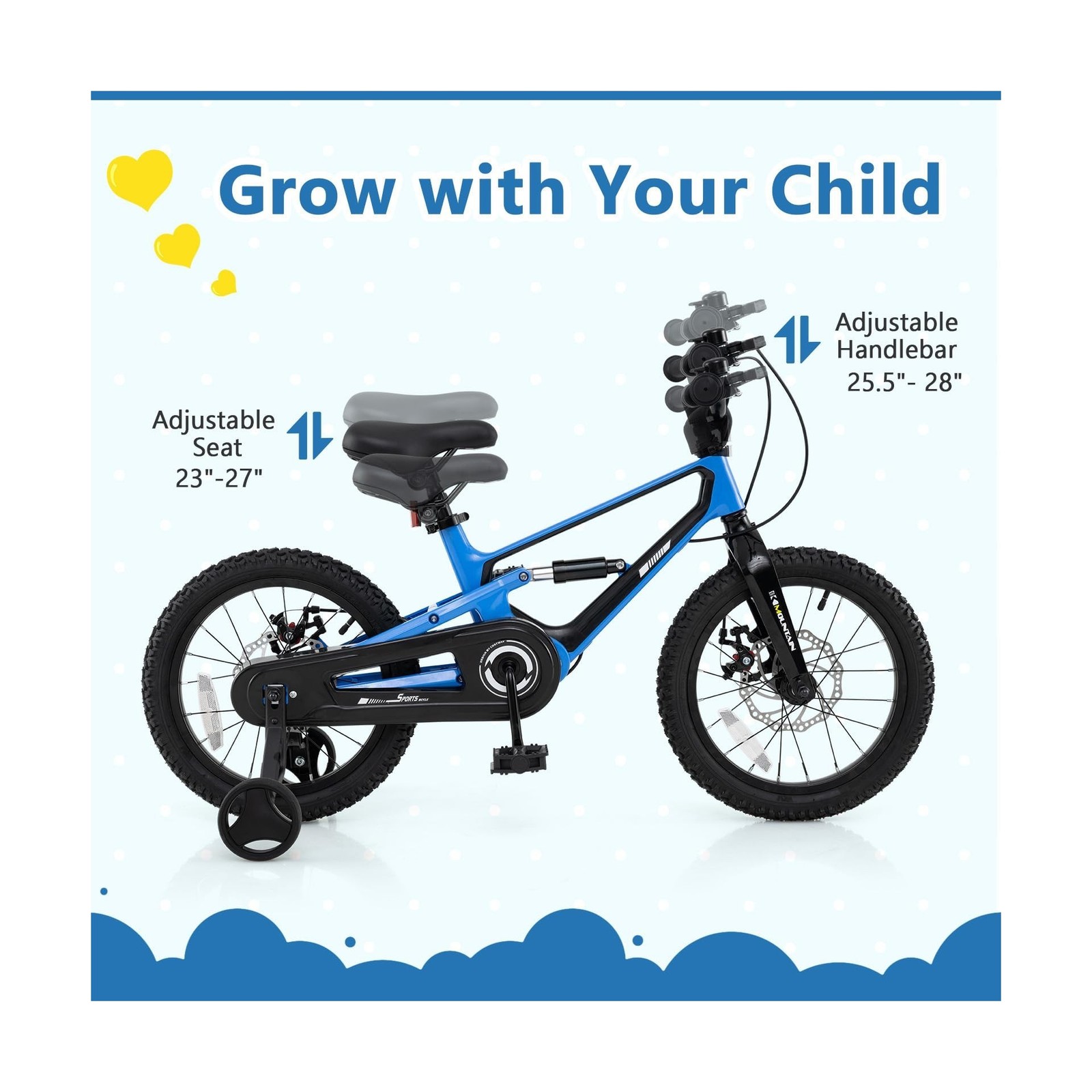 BABY JOY Kids Bike, 16″ Magnesium Sporty Bicycle with Dual Disc Brakes, Remov…