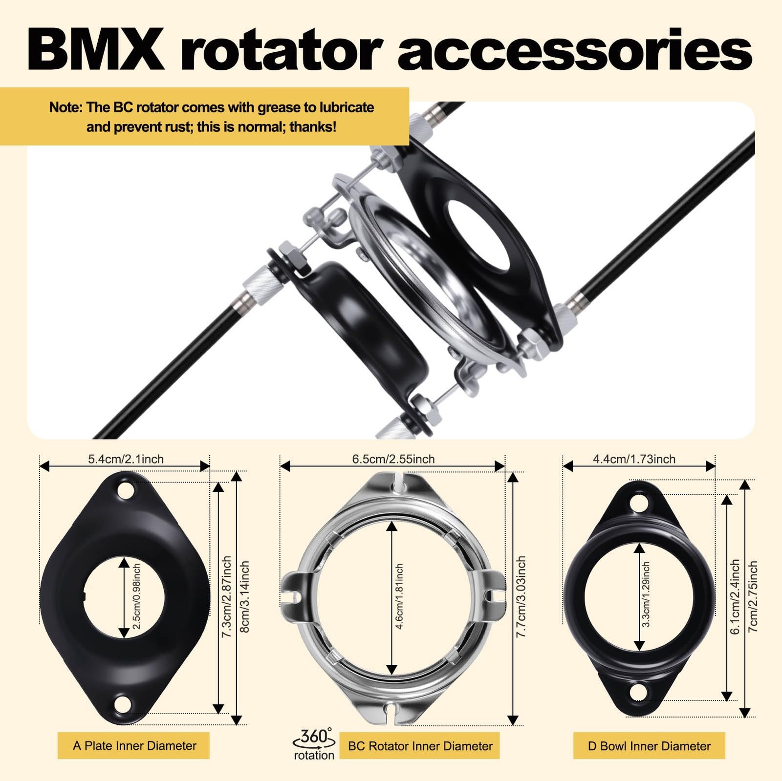 BMX Bike Gyro Brake Cables Front + Rear Upper + Lower Spinner Rotor Set 20″