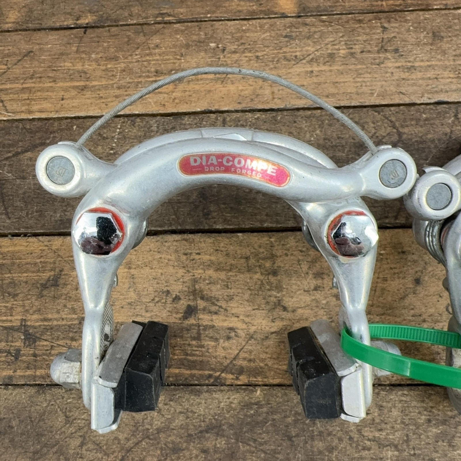 Vintage Dia-Compe Center Pull Caliper Brakes Set Drop Forged Silver 70s Japan