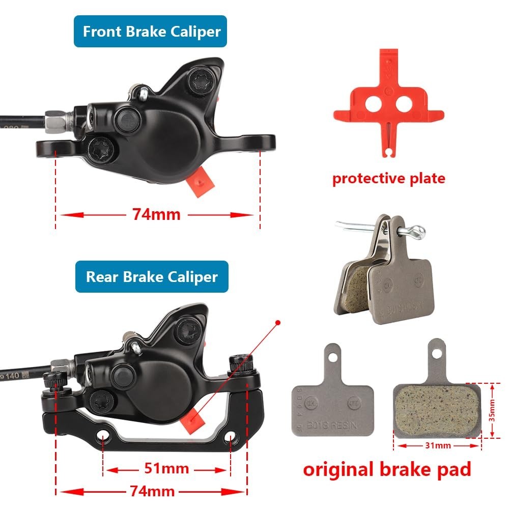 Hydraulic MTB Brake Set – Dual Disc Piston, 800mm Front & 1550mm Rear, Aluminum
