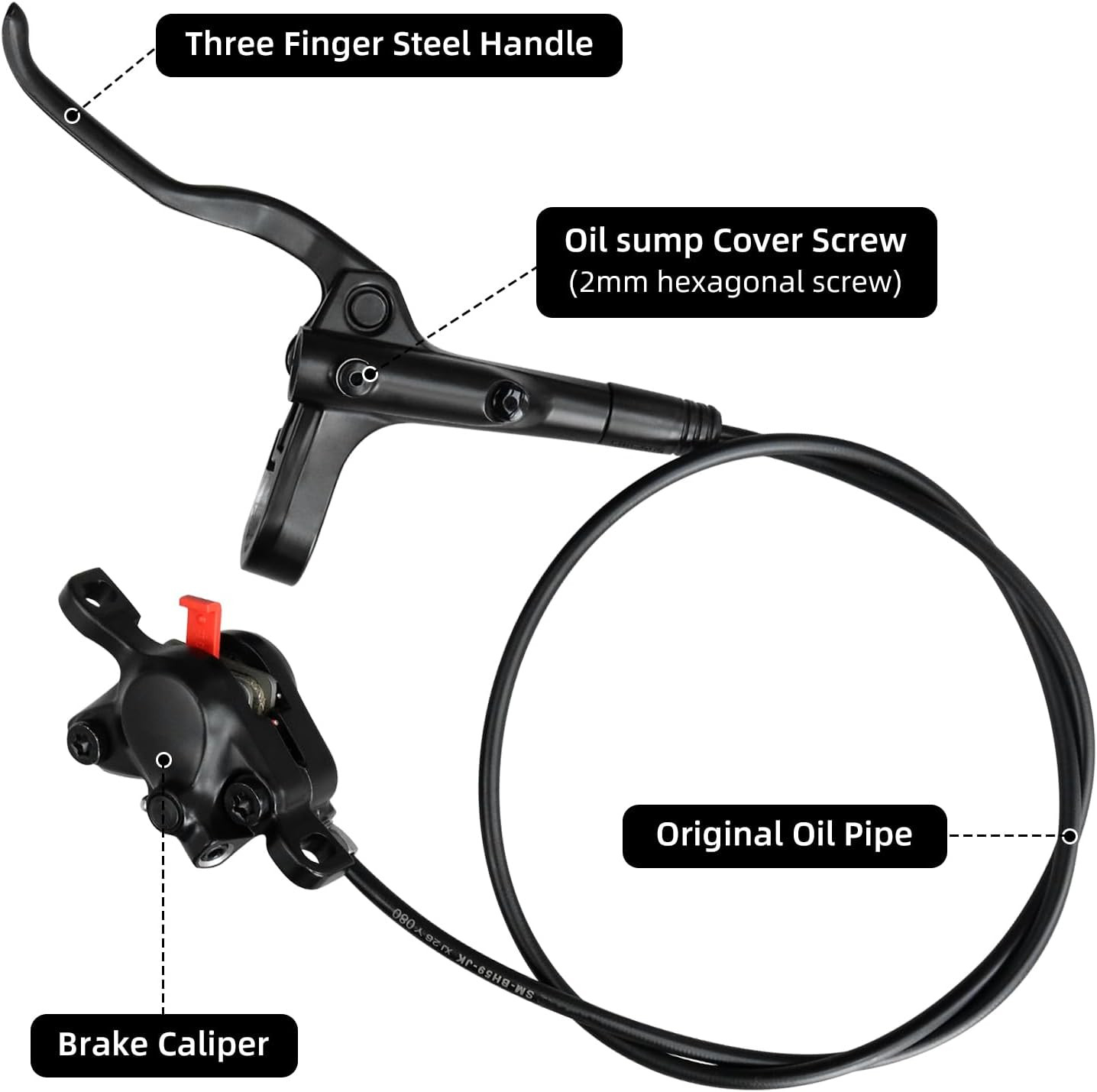 MT200 MTB Hydraulic Disc Brakes Set Left Front 800mm Right Rear 1450mm Mountain