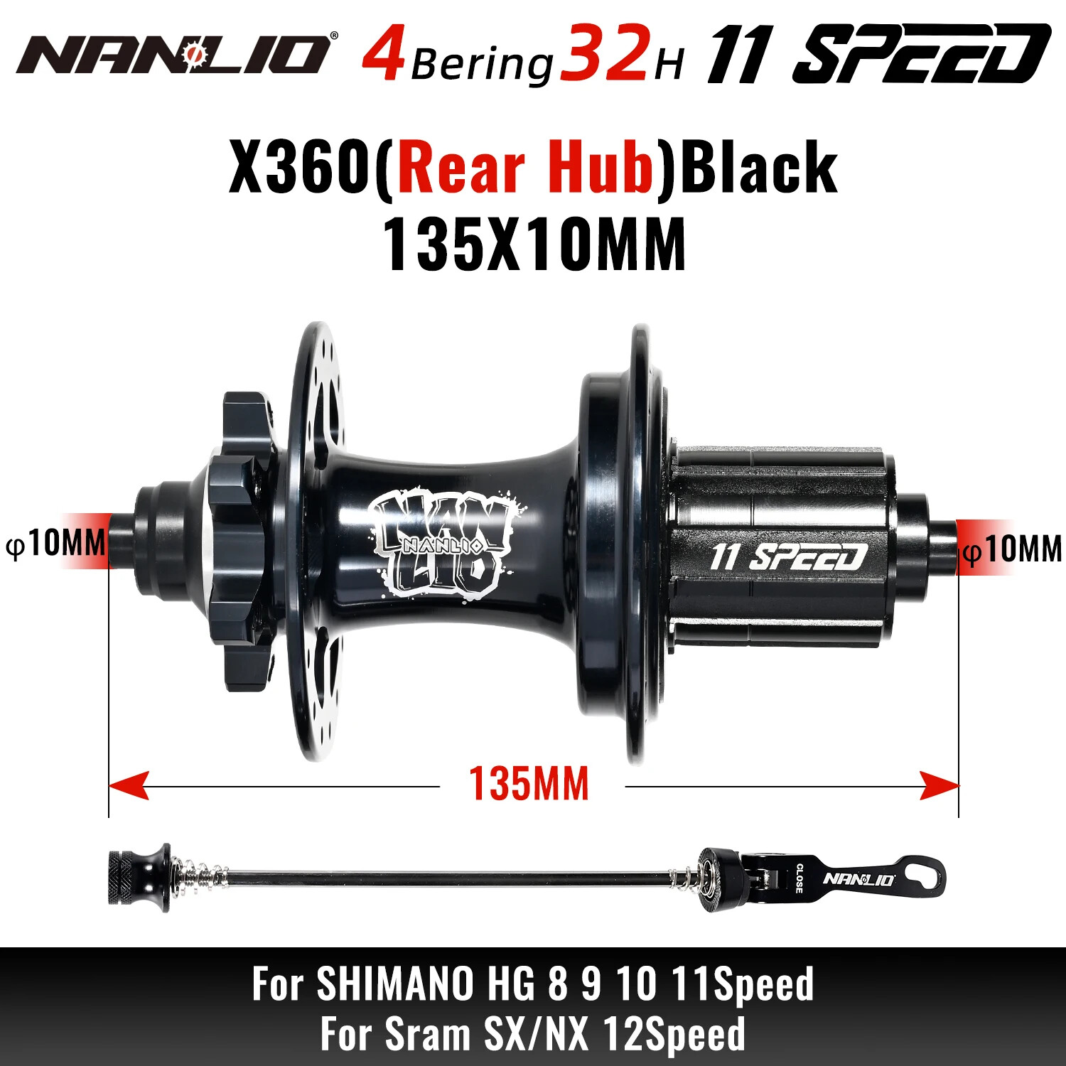 360T Noise Hub 8 Pawls 3 Ratchet 32H Sealed Bearings Bike Wheel Hub HG 8-11S