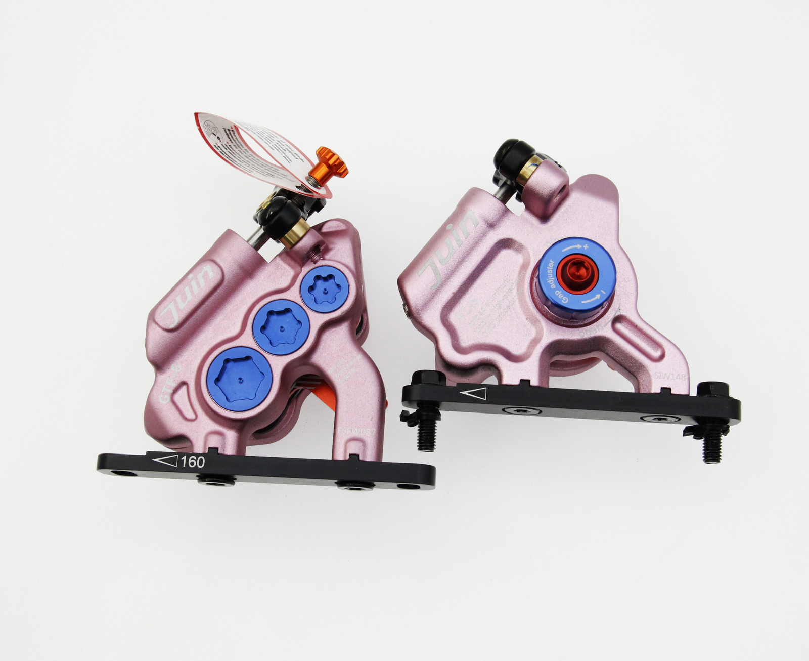 Juin Tech GTF6 Cyclocross Bike 6-Piston Hydraulic Brake Caliper Set Pink