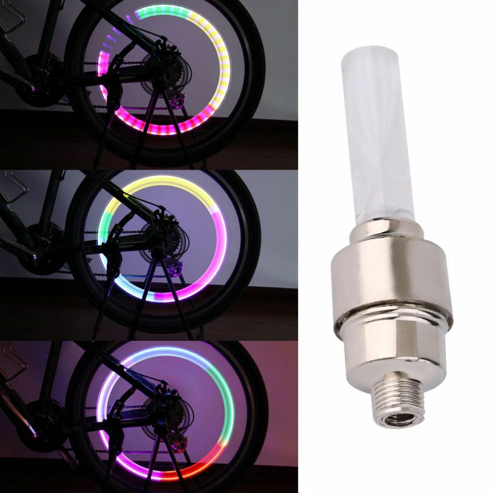 (ONE) LED VALVE CAP STEM Bike Bicycle Mountain Wheel tire kids Motion Neon Light