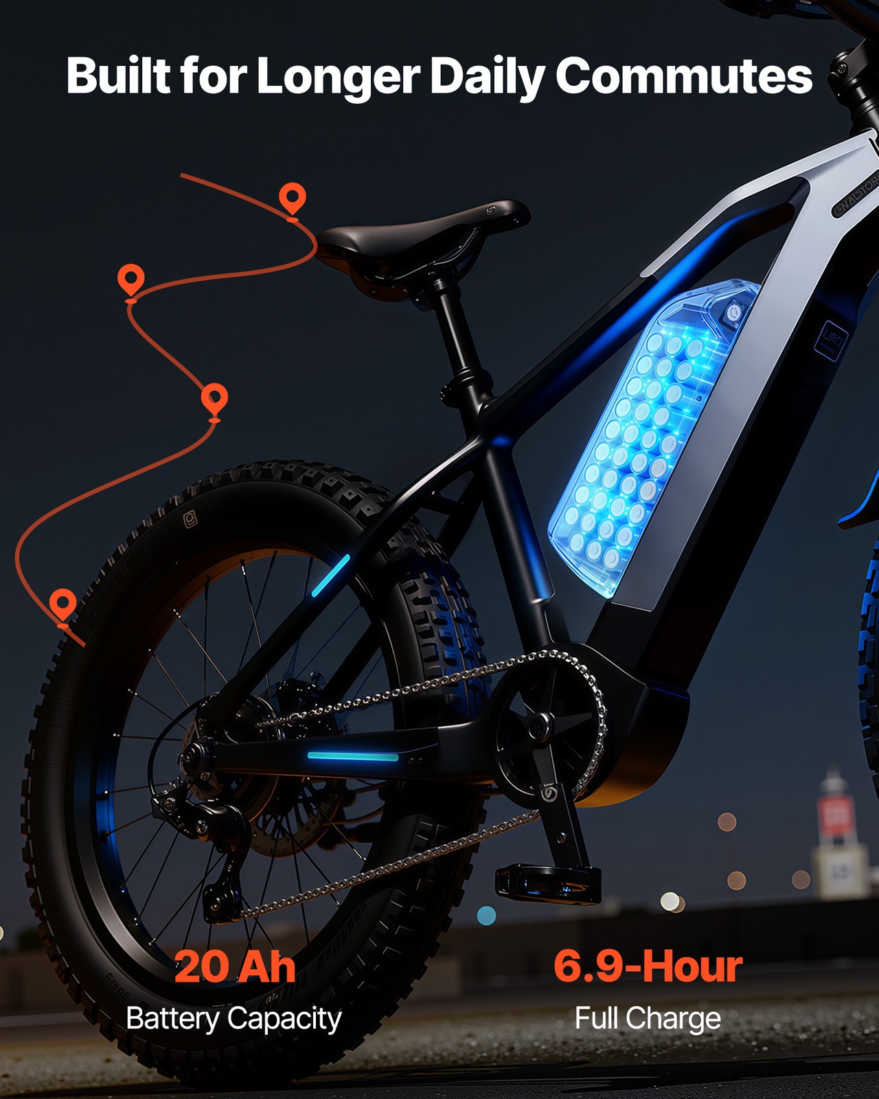 VEVOR Ebike Battery Electric Bike Lithium Battery 48V 20Ah for 1500W Motor BMS