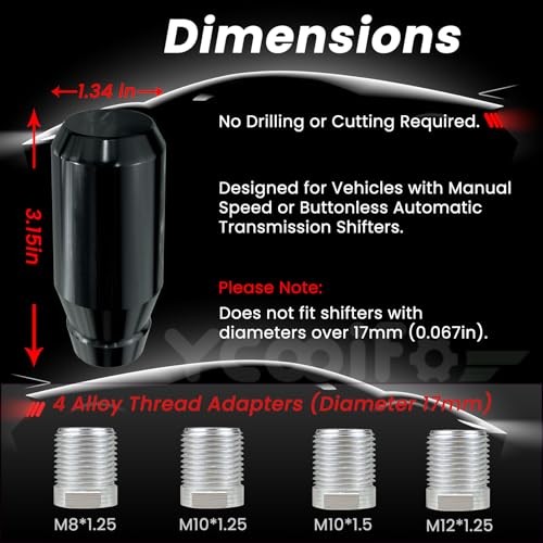 Weighted Shift Knob for Automatic and Speed Manual Cars, 3.15″ Stick Shifter