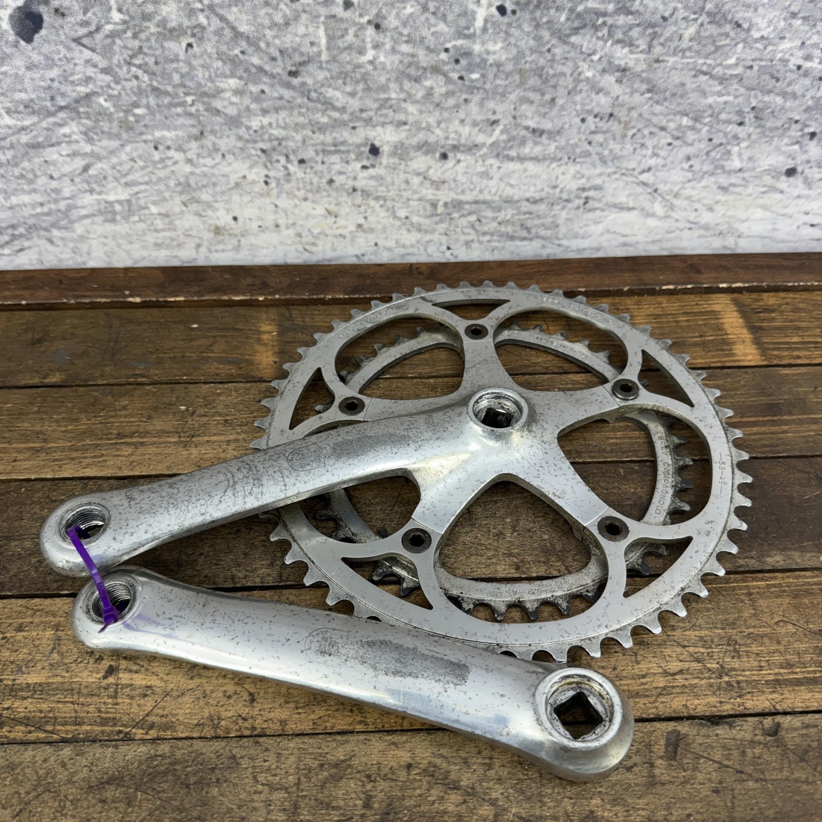 Vintage Campagnolo Crankset 170mm 135 mm Double Road 9/16x20F Italy Square Taper