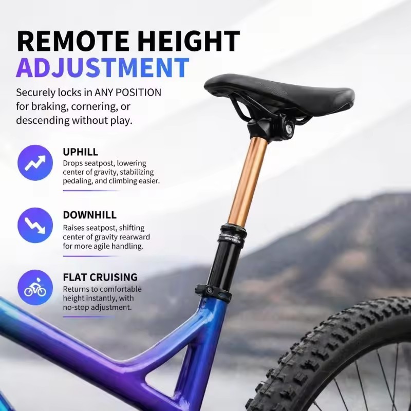 Bicycle Dropper Seatpost Internal Routing MTB Remote Control Hydraulic Lifting