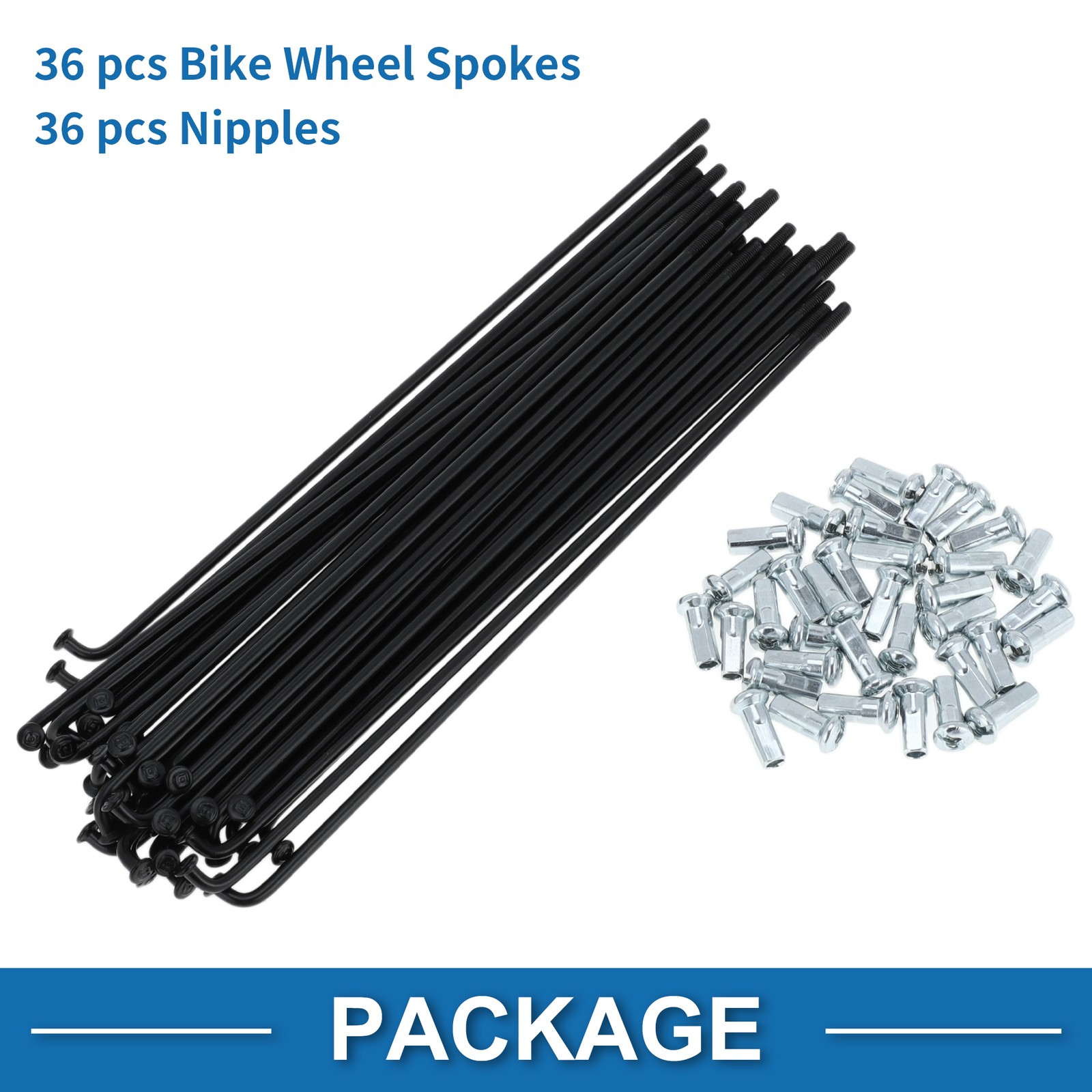 1Set 12G 155mm Length Bicycle Spokes Nipple Carbon Steel Black Universal