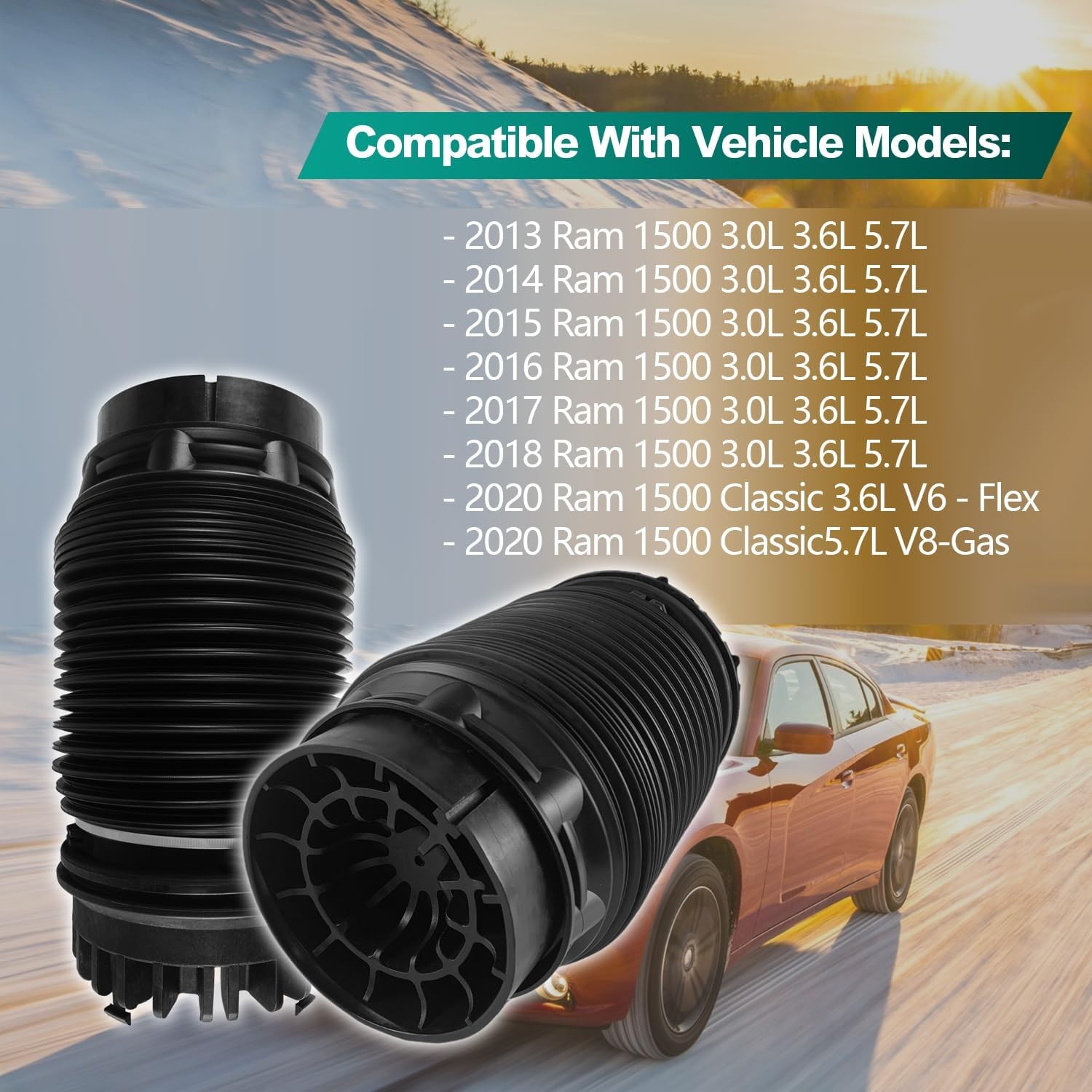 Rear Air Bags Air Suspension Spring Compatible 2013-2018 Dodge