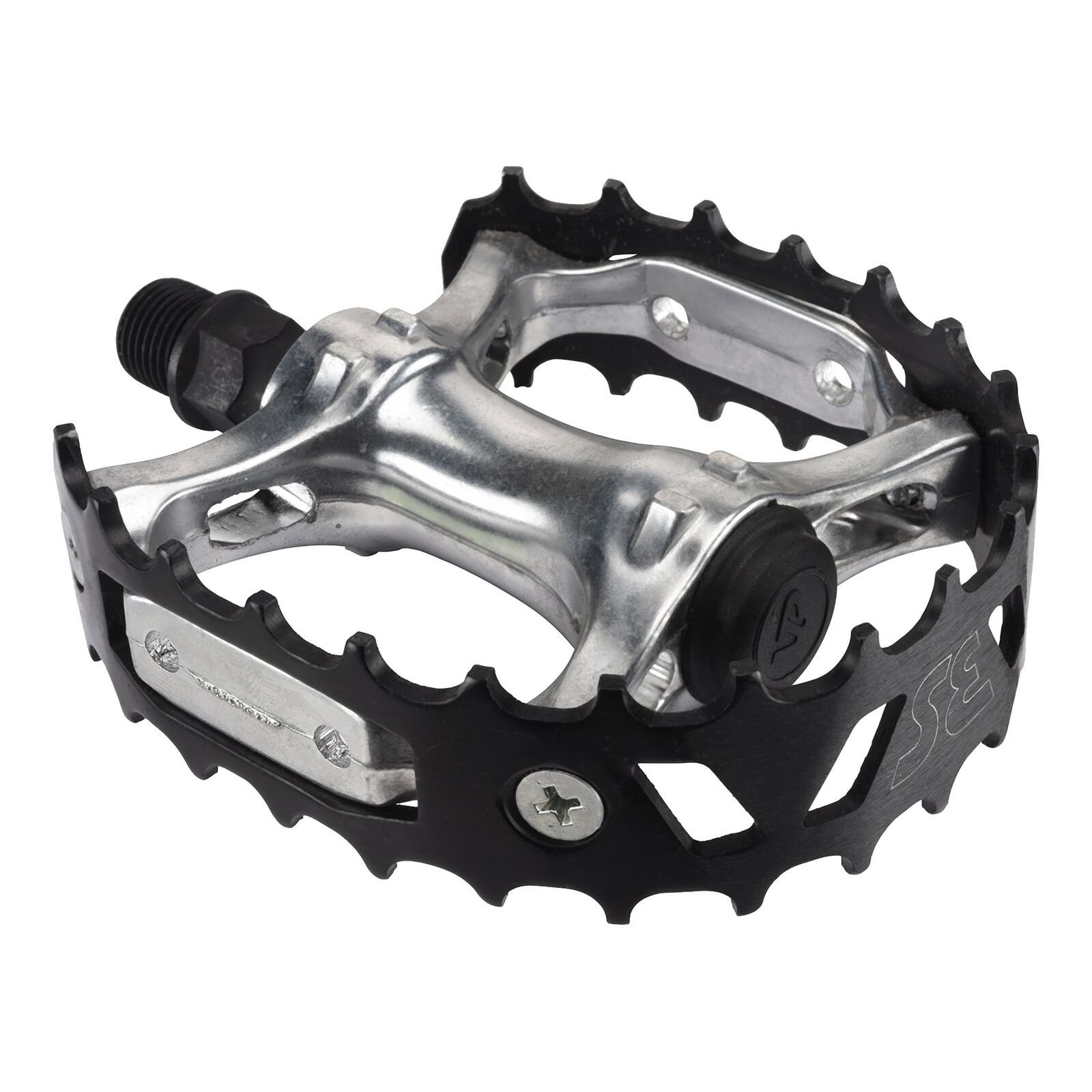 SE Bikes Bear Trap 9/16″ Pedals, Black Silver – Classic Alloy Cage