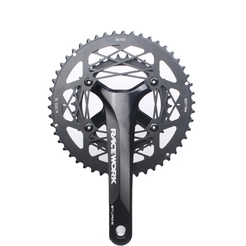 Road Bike Crankset 170MM Hollowtech Crank Arms with Double Round Chainrings BB