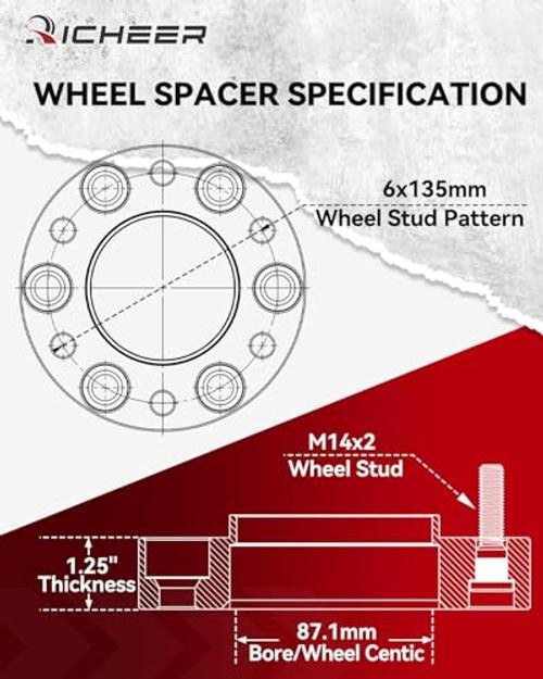 1.25» 6×135 Wheel Spacers for 2004-2014 F150, 1.25 inch 2004-2014 F150