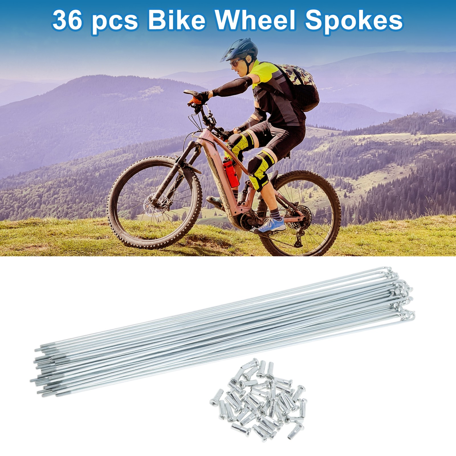 36 Set 14G Bicycle Spokes 257mm Bike Wheel Spokes Galvanized Carbon Steel