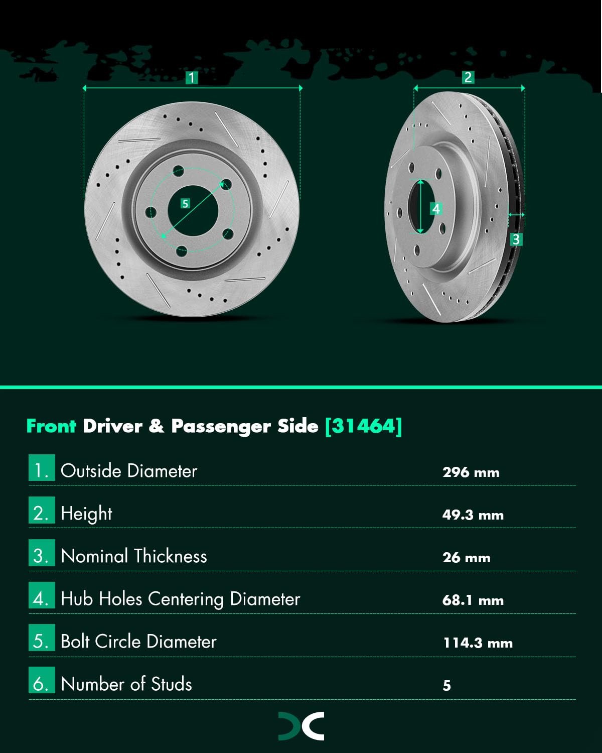 Scitoo Disc Brake Rotors Kits 31464 Front Vented Brake Rotors Fit For Nissan