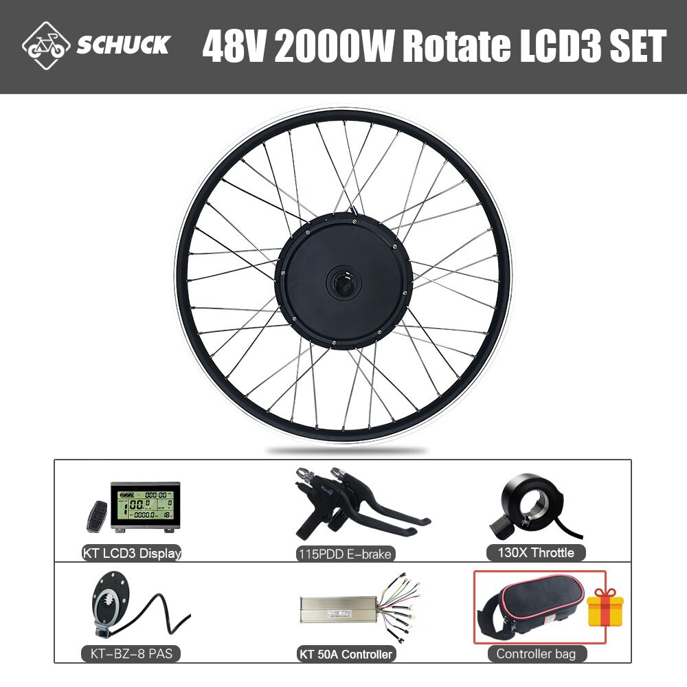 48V 2000W Ebike Rear Rotate Gearless Motor Conversion Kit 50A Controller Display