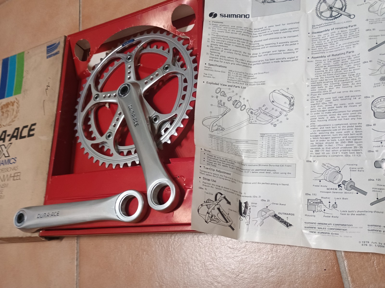 Nos Nib Vintage Crankset Shimano Dura Ace EX W Cut mm 170 Crankset 52/42