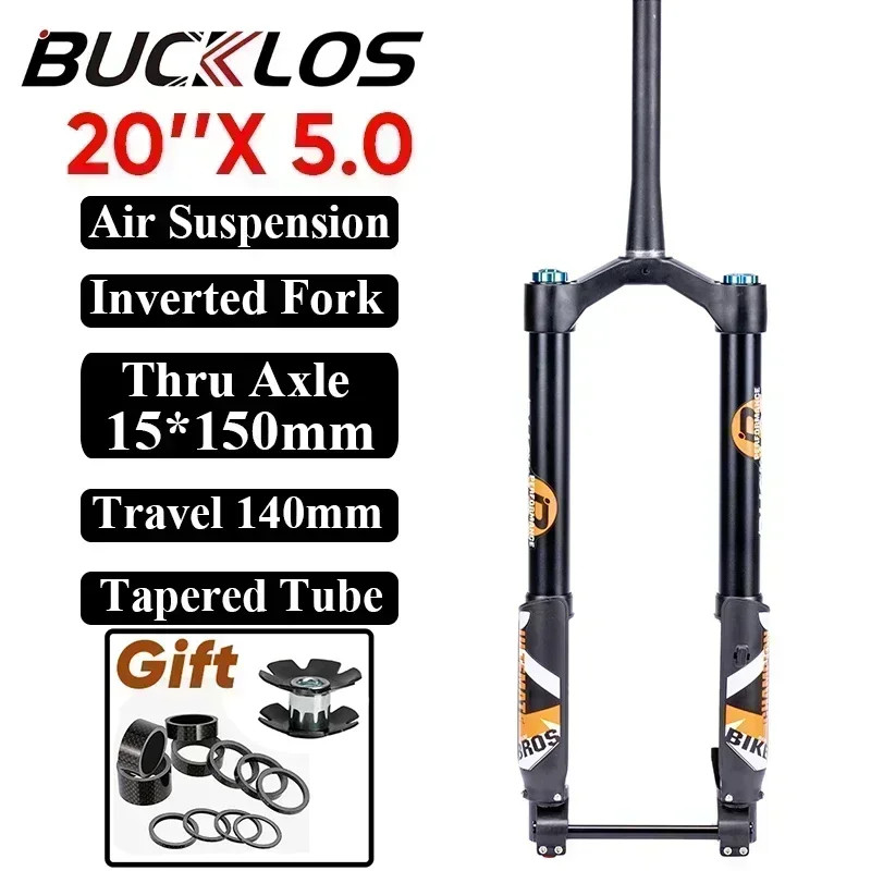 20in Inverted Thru Axle Suspension Air Fork Travel 140mm Snow/Beach E-bike Fork