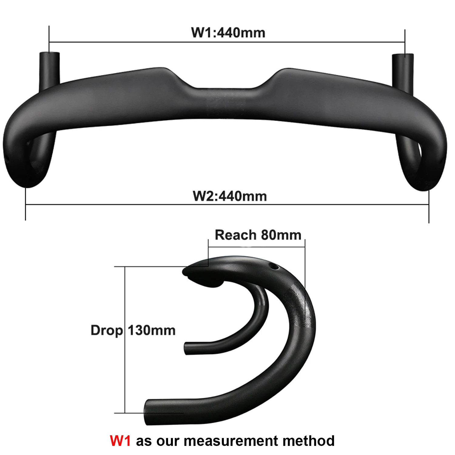 Road Bike Cycling 3K Glossy Internal Routing Carbon Handlebar 400/420/440mm