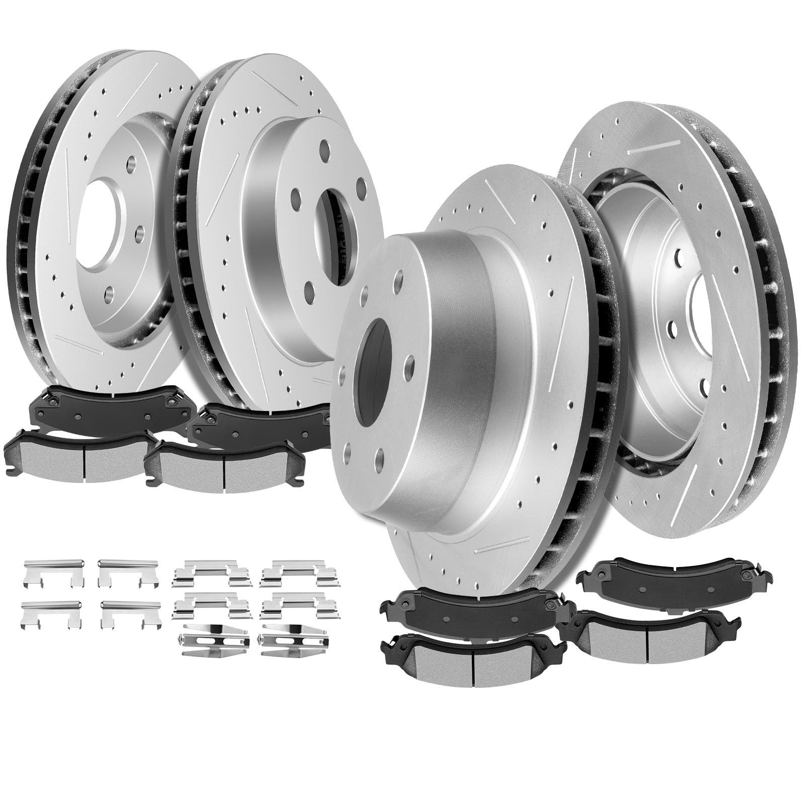 SCITOO Brake Pads and Rotors Kit for Lexus Land Cruiser Tundra Sequoia