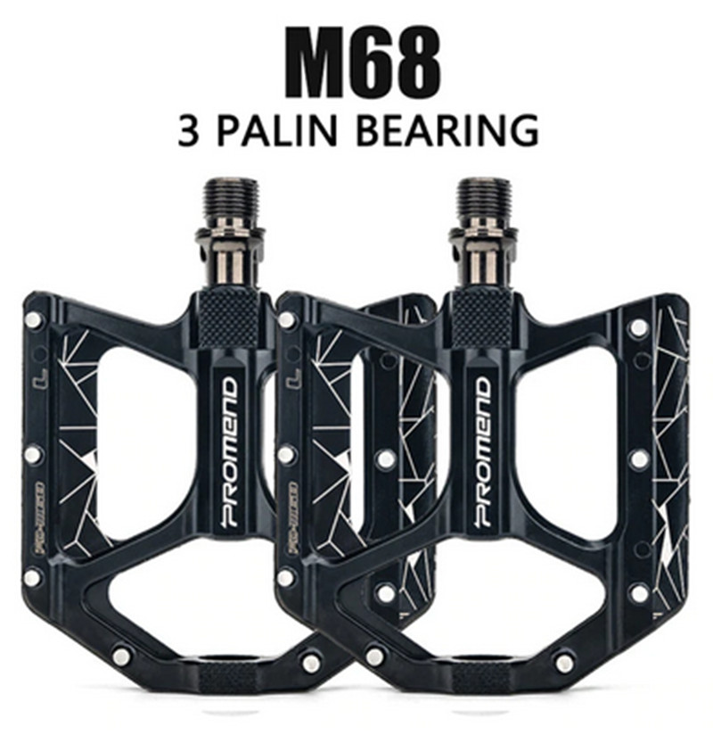 PROMEND LED Warn Light Bicycle Pedals Widen Road MTB Bike Pedals DU Bearing 9/16